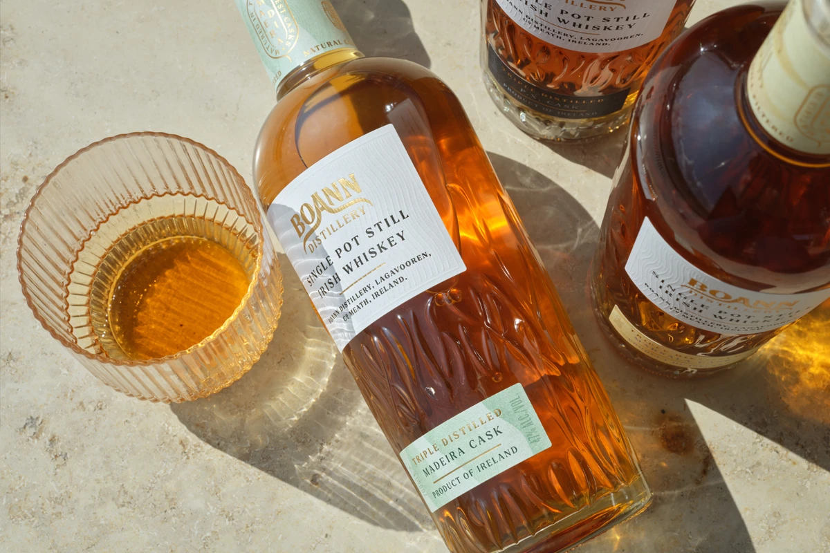 boann whiskey bottle and glass