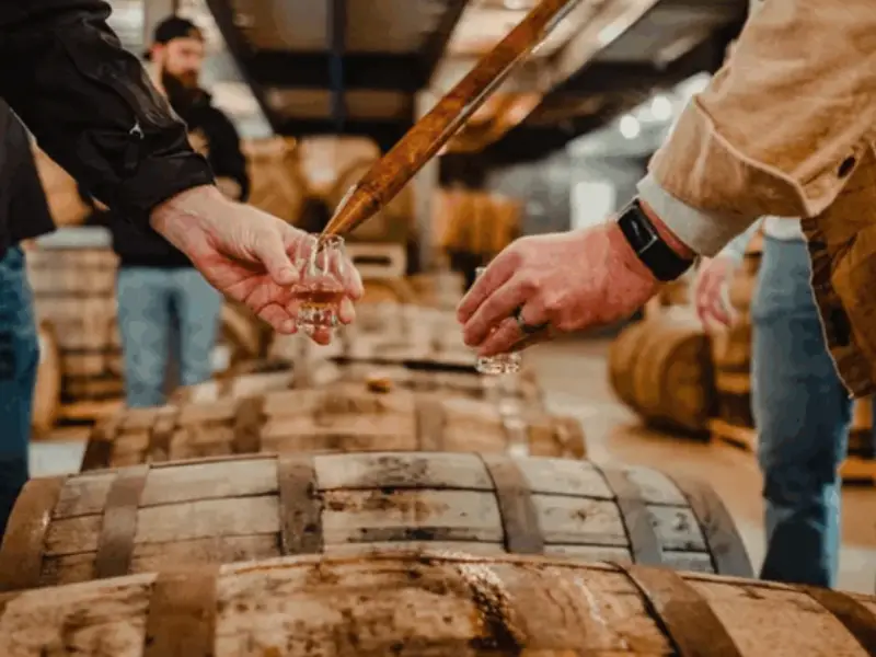 people by barrels